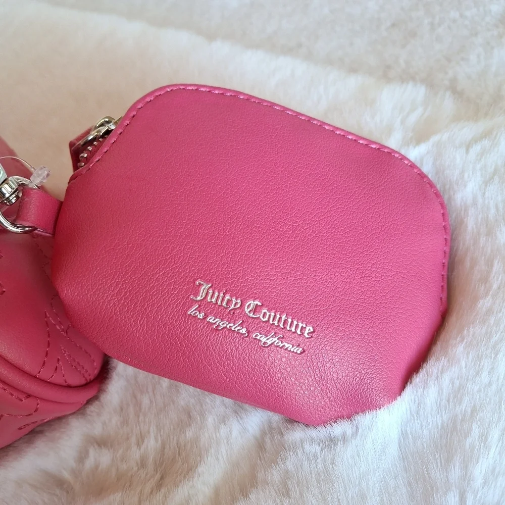 Juicy Couture Pink Barrel Bum Crossbody Bag with Coin Purse Keychain